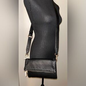 ISABELLE HANDBAGS Laurel Cross Stitch Border Accent Flap Crossbody NEW with tag